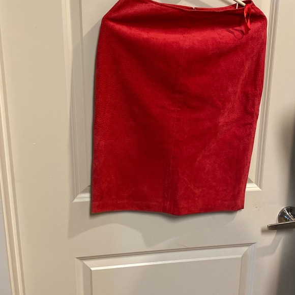 Leather Suede Red Mini Skirt SZ 4 International Rinzi Collection Vintage 1980's - Picture 5 of 7